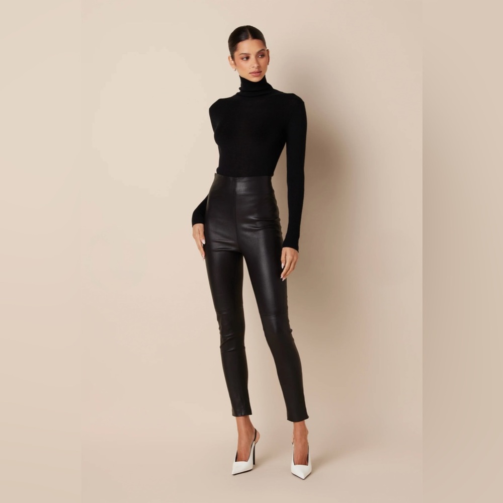 Sablyn lamb leather, unworn high waisted leather pants